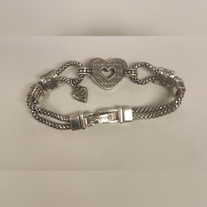 Brighton Two Strand Heart Bracelet Fold Over Clasp 